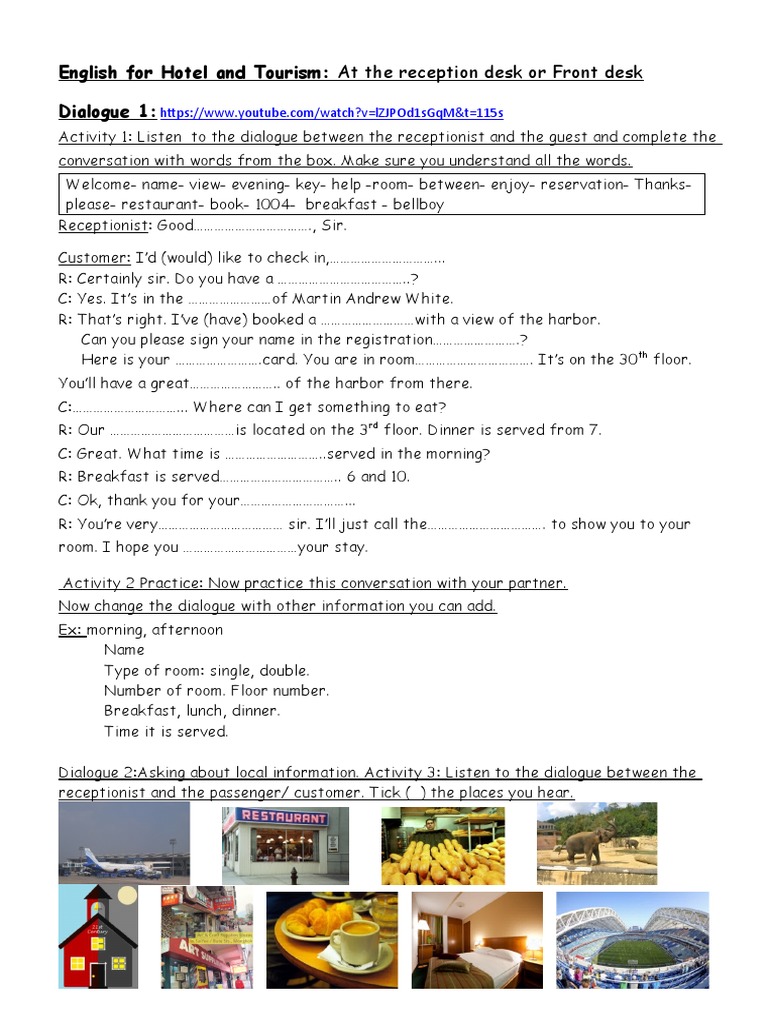 English For Hotel and Tourism Dialogue 1 at The Reception Desk or