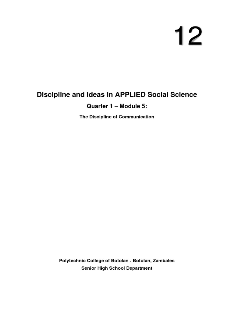 Discipline and Ideas in Applied SS Module 5 | PDF | Goal | Communication