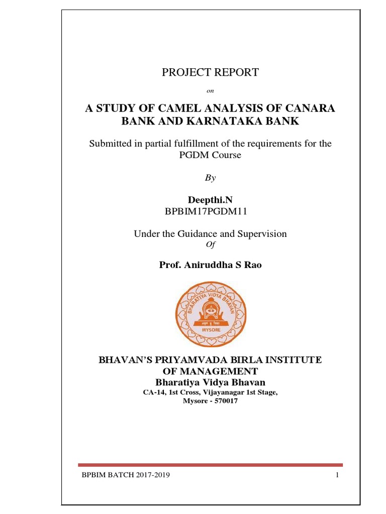 Deepthi Project Report PDF | PDF | Banks | Banking