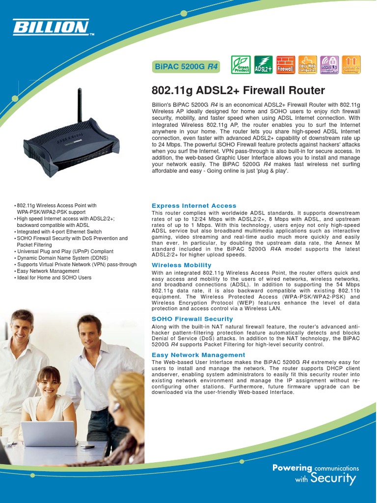 802.11g ADSL2+ Firewall Router | PDF | Asynchronous Transfer Mode ...