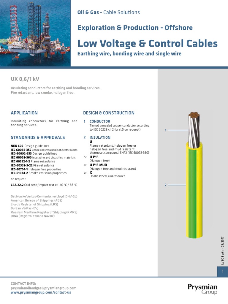 Low Voltage & Control Cables: Exploration & Production - Offshore | PDF ...