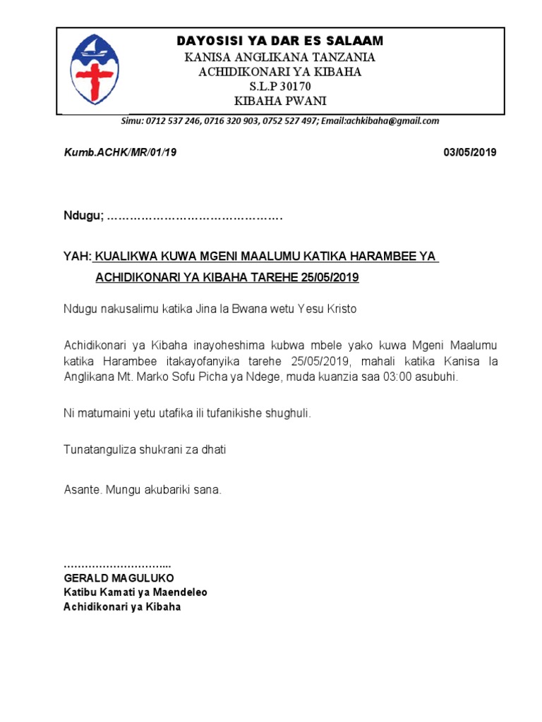 Barua Ya Mualiko Mgeni Rasmi | PDF