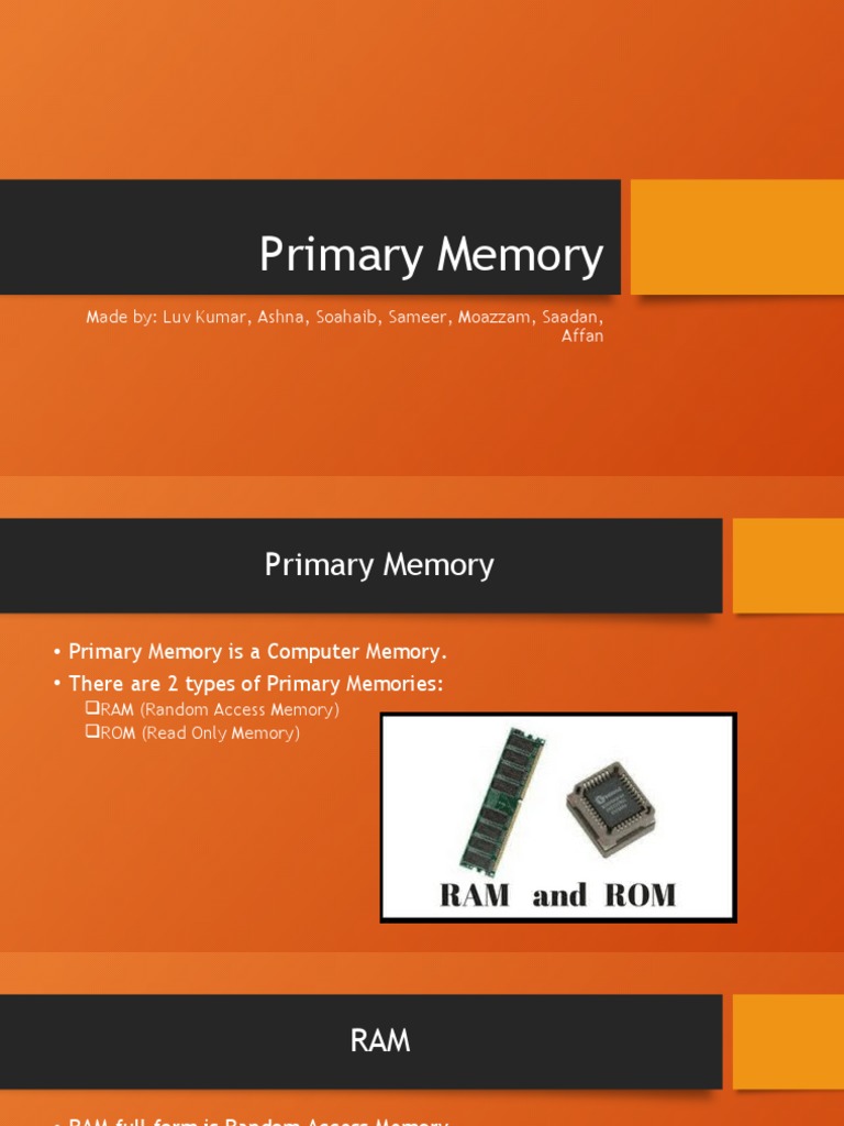Overview of Primary Memory Types | PDF