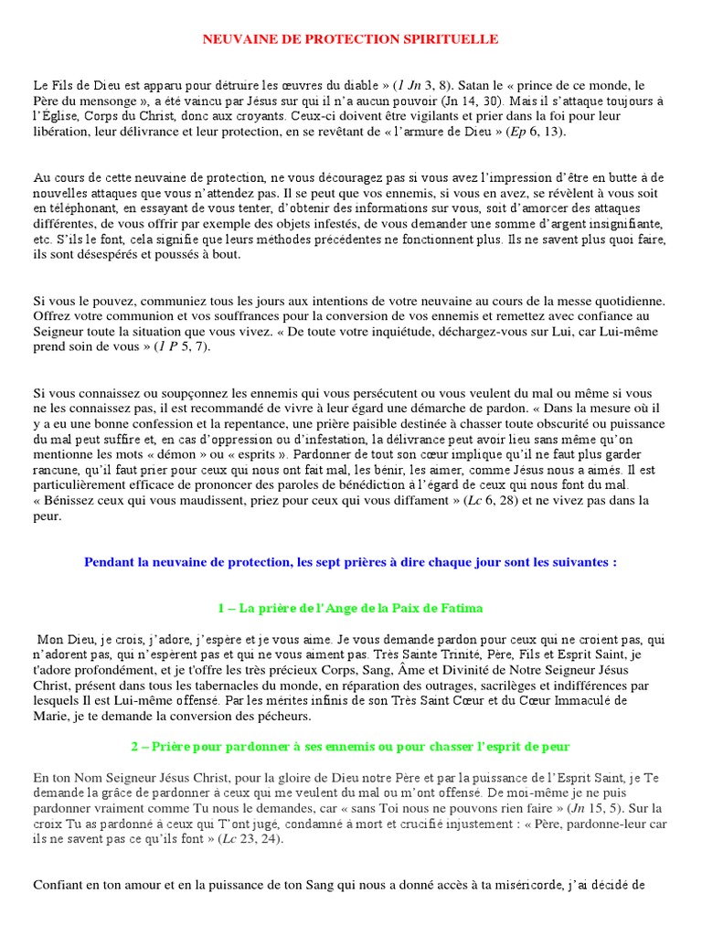 Comment Faire La Neuvaine De Protection Spirituelle Et De Libération Neuvaine de Protection Spirituelle Et de Liberation PDF | PDF |  Saint-Esprit | Jésus