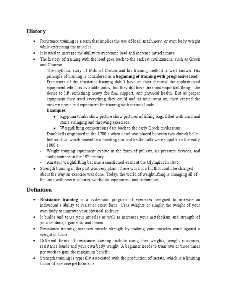 Resistance Training PDF Strength Training Lactate Dehydrogenase