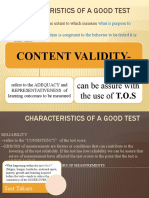 Characteristics of A Good Test: Content Validity