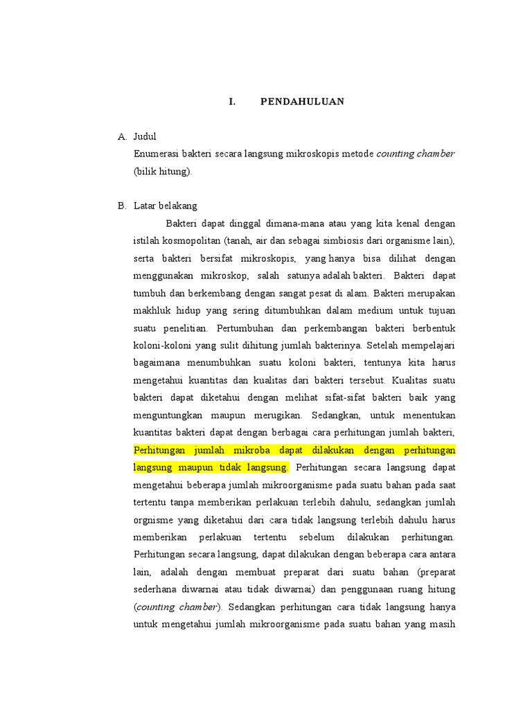 Laporan Enumerasi Bakteri Langsung Mikroskopis | PDF