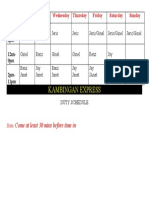 Kambingan Express Schedule