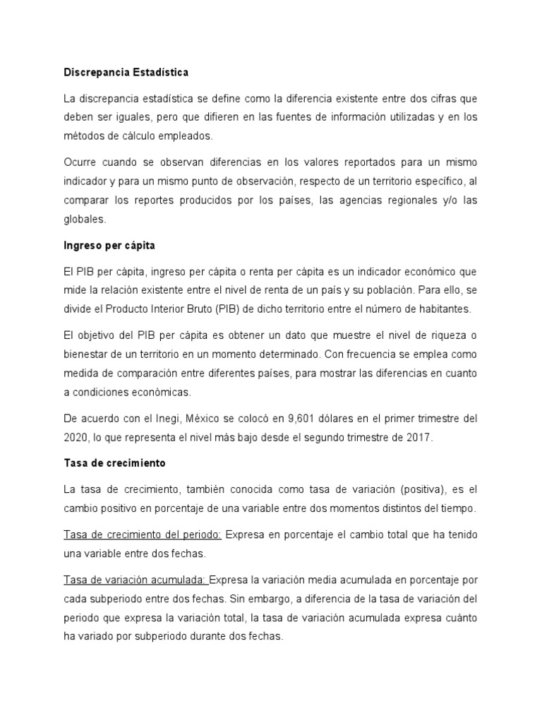 Discrepancia Estadística | PDF | Producto Interno Bruto | Crecimiento ...