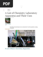 A List of Chemistry Laboratory Apparatus and Their Uses