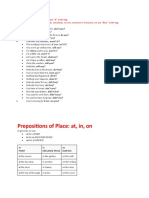 Prepositions of Place: At, In, On