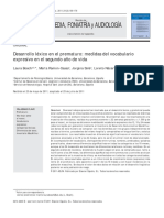 Desarrollo Lexico en El Prematuro. Medidas Del Vocabulario Expresivo en El Segundo Año de Vida