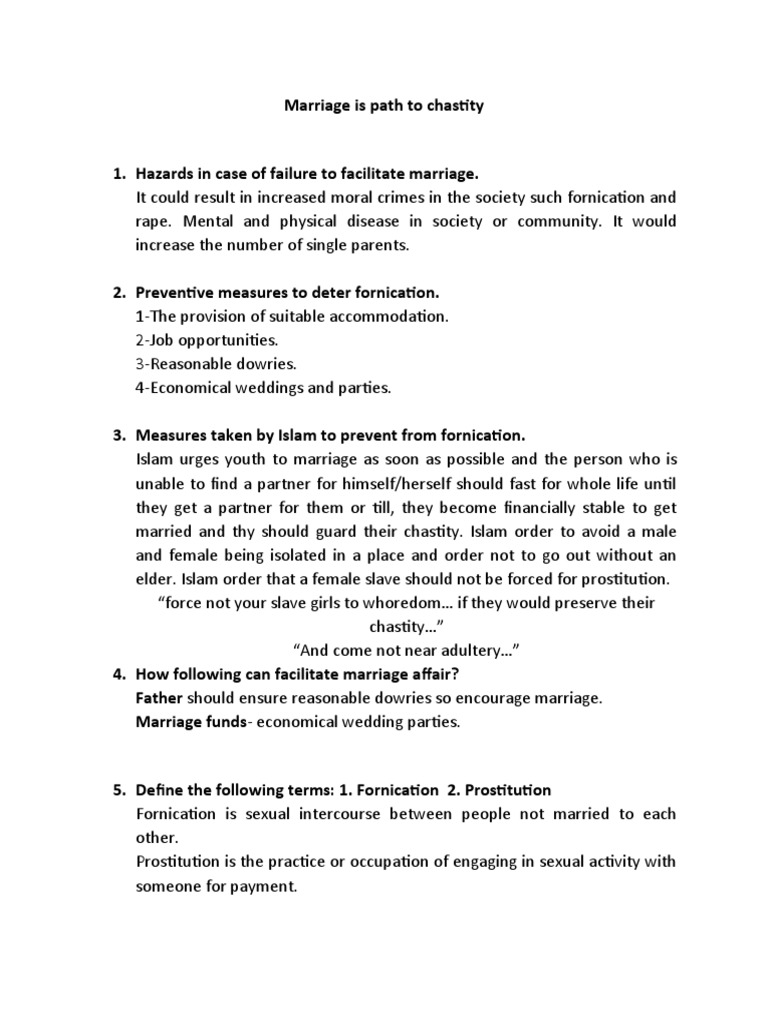 Chastity as a Path to Marriage | PDF
