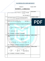 Mathematics Department: ASSIGNMENT - 1: Infinite Series