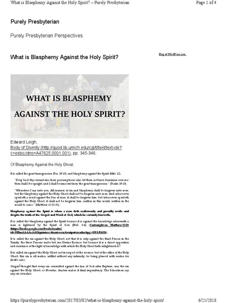 Understanding Blasphemy Against the Spirit | PDF | Sin | Sacrifice