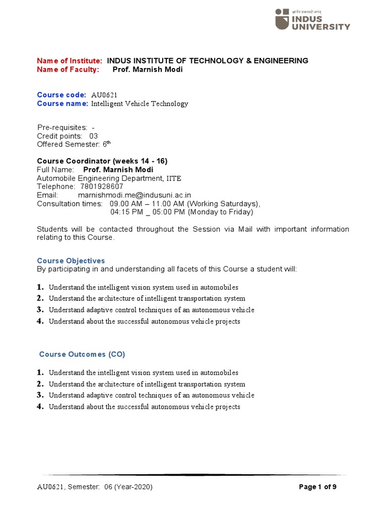 AU0621 Course File | PDF | Engineering | Traffic