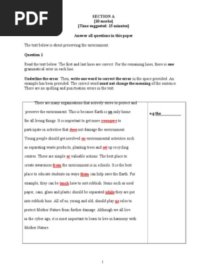 Form 1 English Exam Paper Pdf Malaysia Question