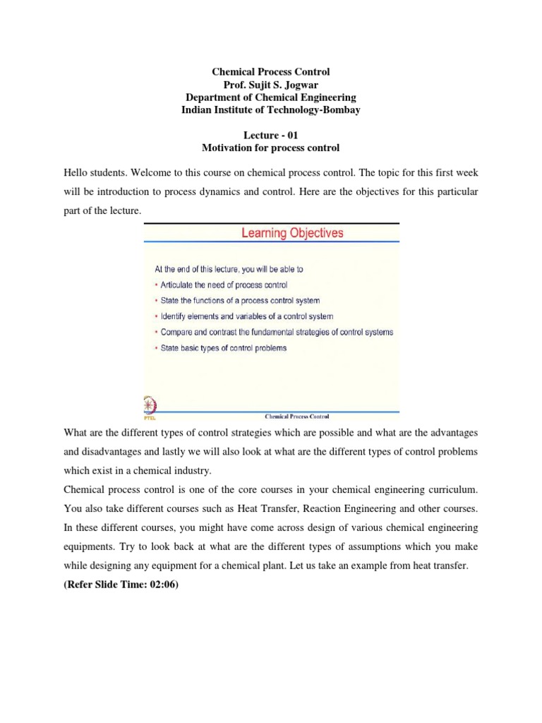 Lec1 PDF | PDF | Chemical Reactor | Process Control