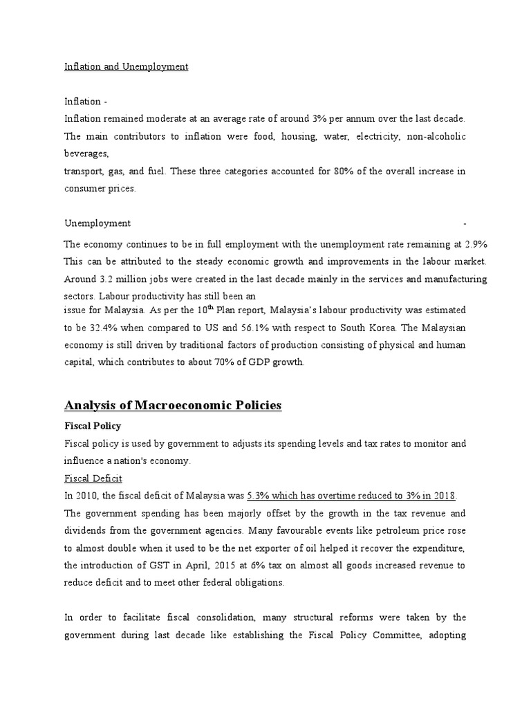 Malaysia's Economic Challenges and Policies | PDF | Fiscal Policy ...