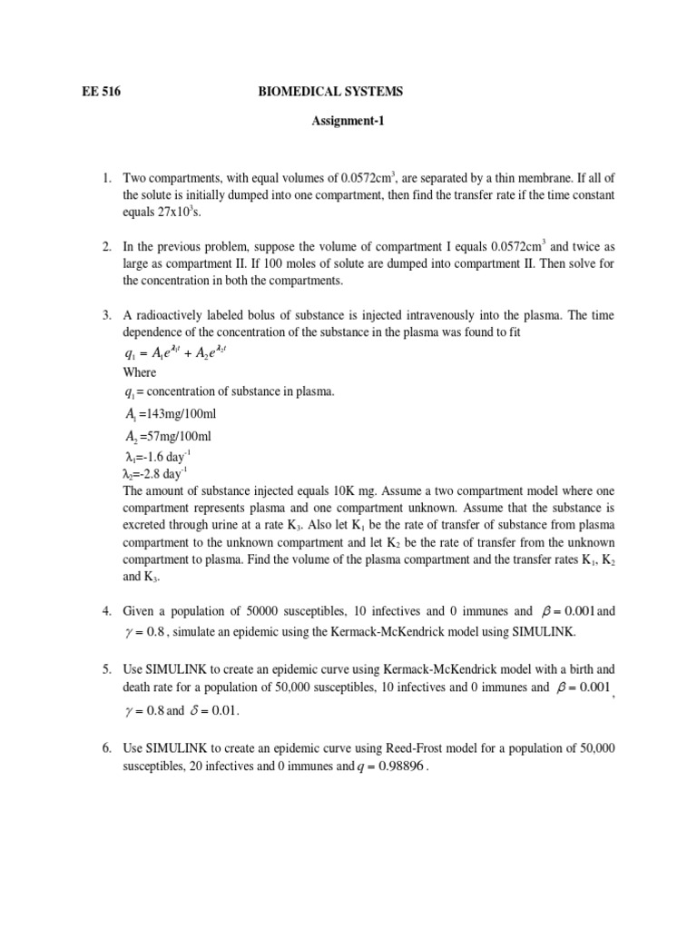 Biomedical Systems Assignment | PDF | Science & Mathematics