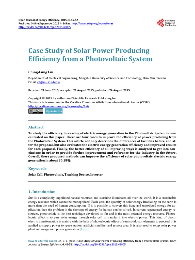 Case Study of Solar Power Producing Efficiency | PDF | P–N Junction ...