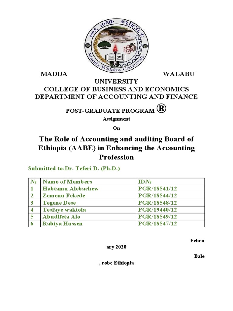 The Role of Accounting and Auditing Board of Ethiopia (AABE) in