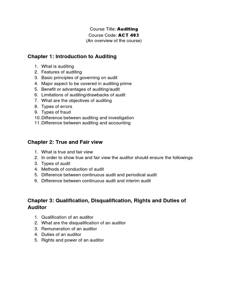 Comprehensive Auditing Course Overview | PDF | Internal Audit | Audit