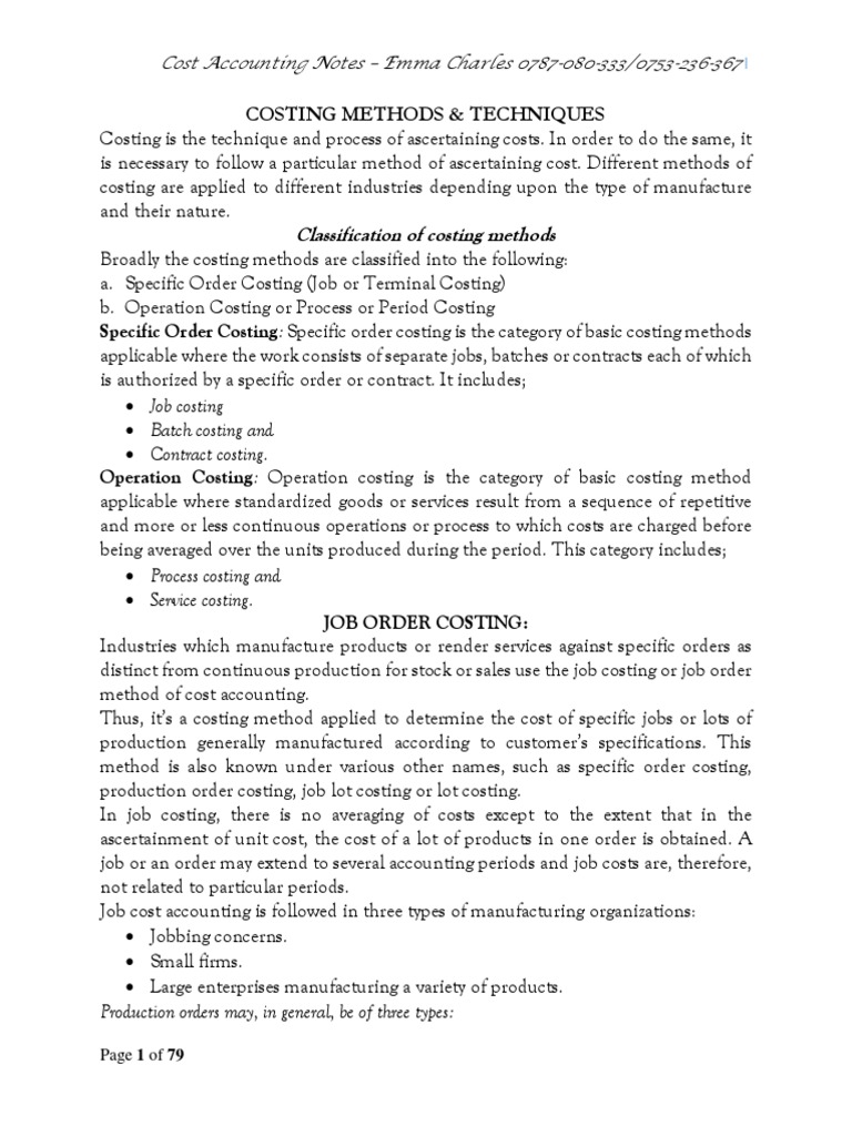 Costing Methods | PDF | Cost Accounting | Cost