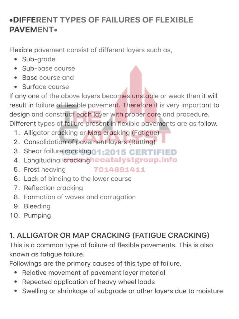 Different Types of Failures of Flexible Pavement - : 1. Alligator or ...