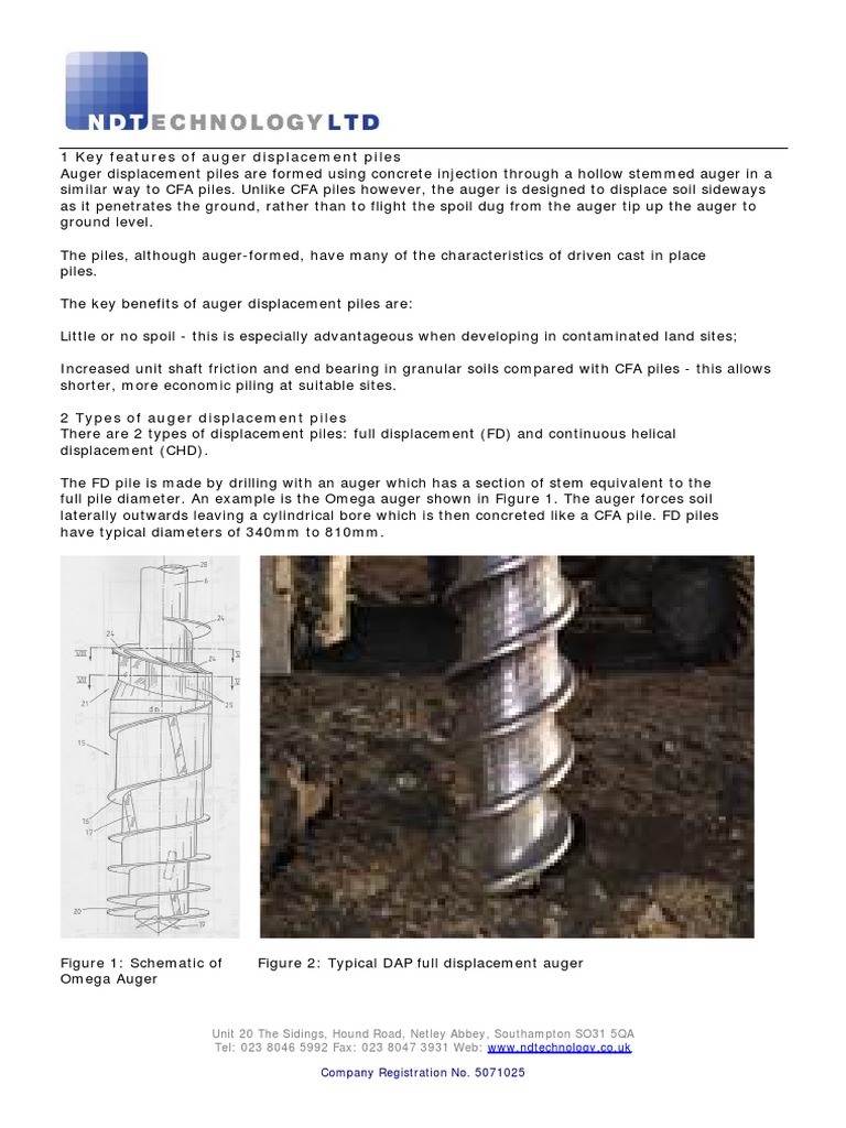 1 Key Features of Auger Displacement Piles PDF Deep Foundation Torque