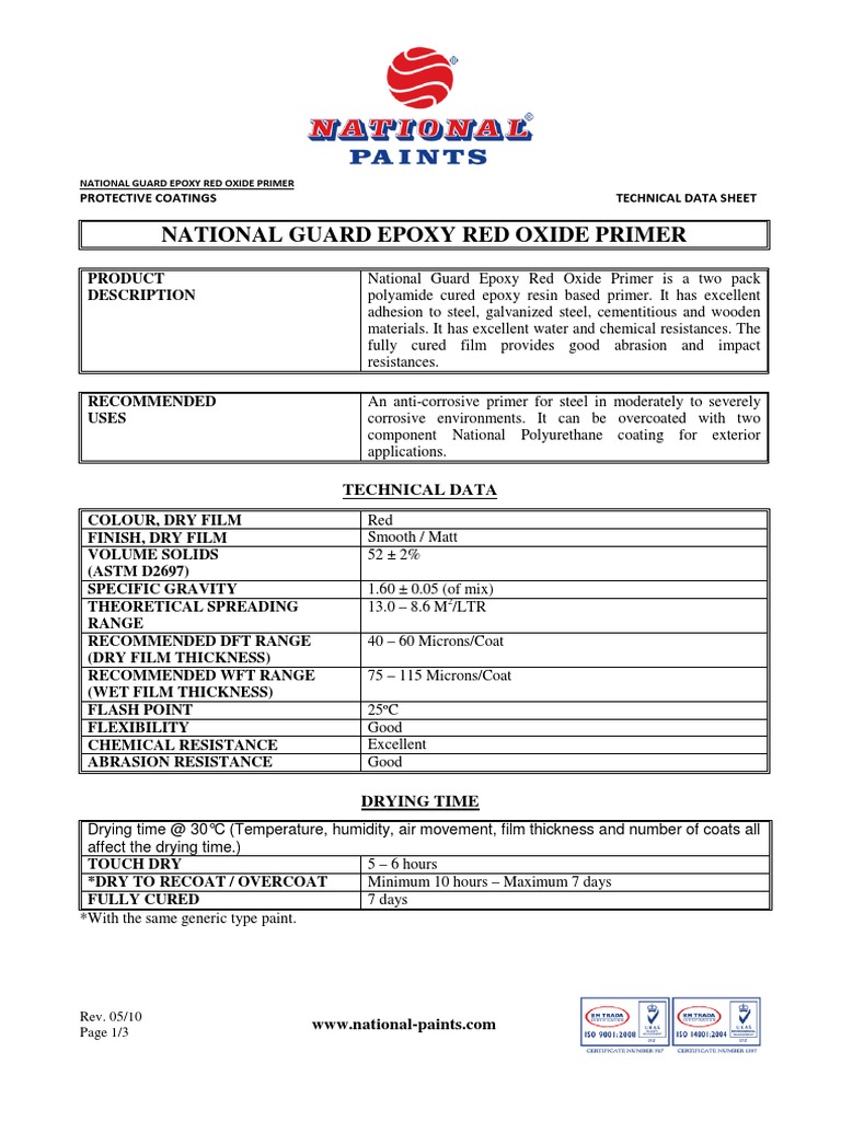 National Guard Epoxy Red Oxide Primer PDF Epoxy Wear