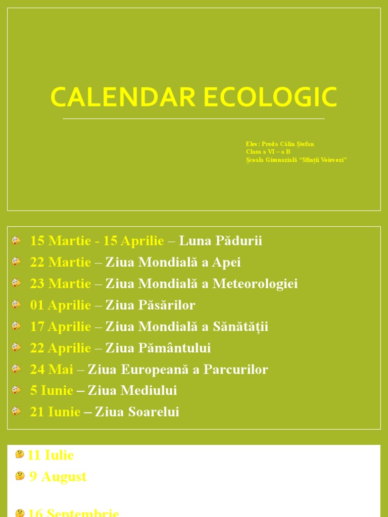Calendar Ecologic | PDF
