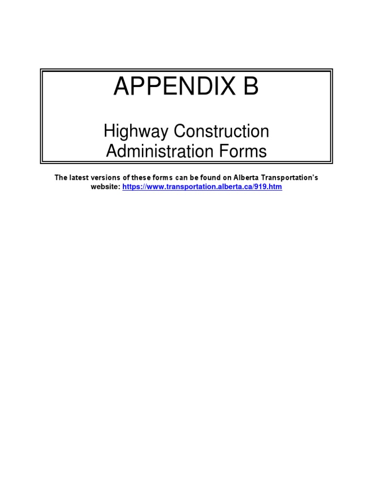 Appendix B: Highway Construction Administration Forms | PDF | Road ...