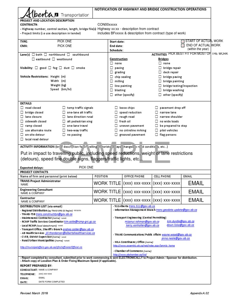 Highway and Bridge Construction Notice | PDF | Road | Lane