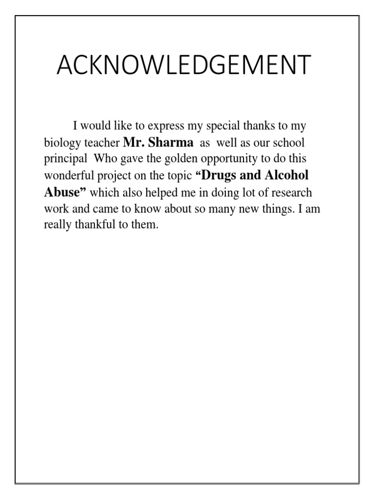 Acknowledgement for Biology Project | PDF