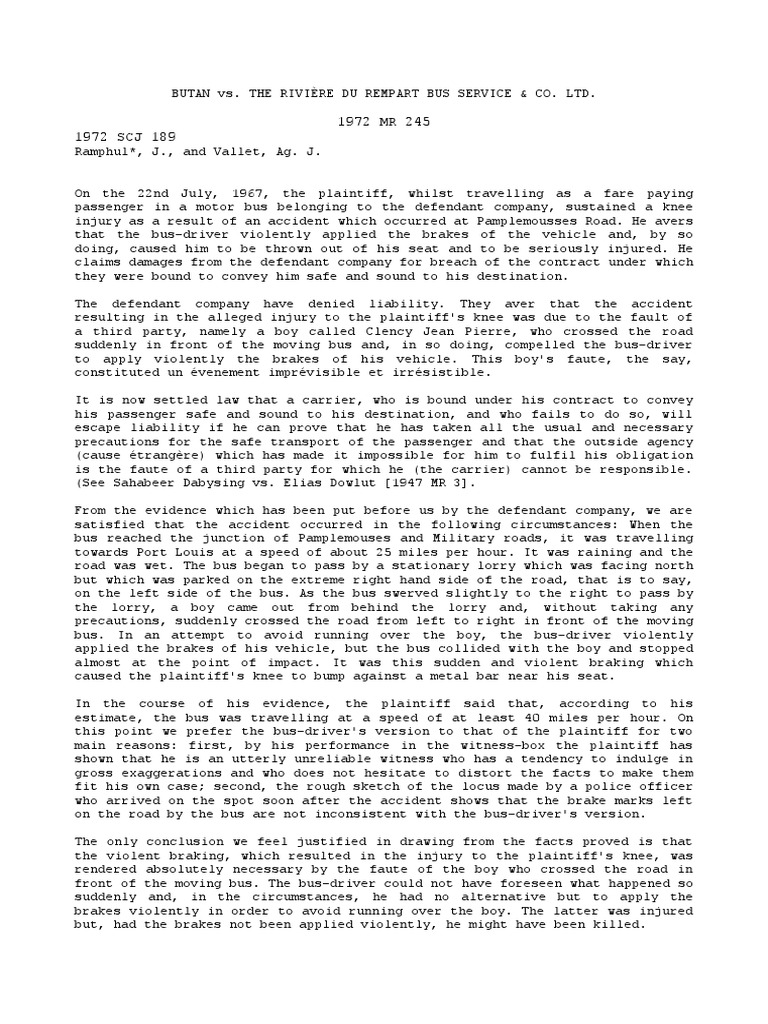 BUTAN V THE RIVIÈRE DU REMPART BUS SERVICE & CO. LTD. 1972 MR 245 PDF