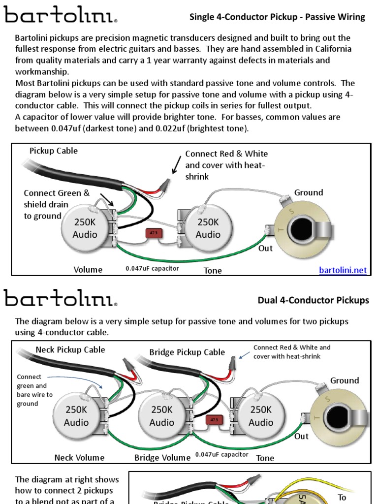 Single 4-Conductor Pickup - Passive Wiring: Audio Audio | PDF | Guitar ...