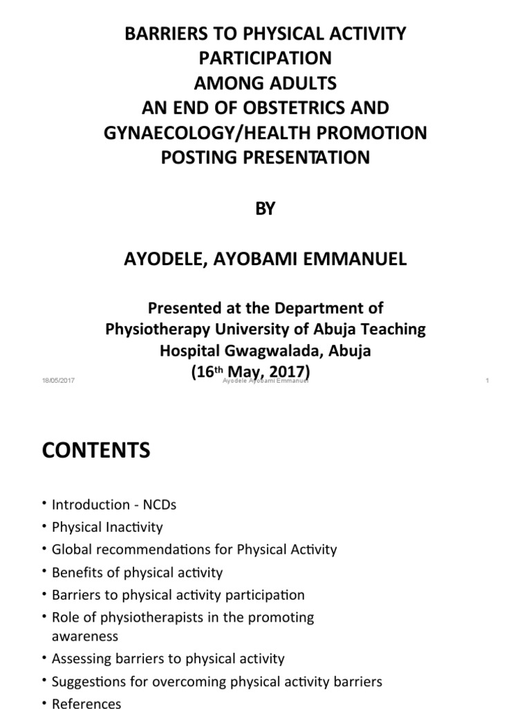Overcoming Barriers to Physical Activity | PDF | Non Communicable ...