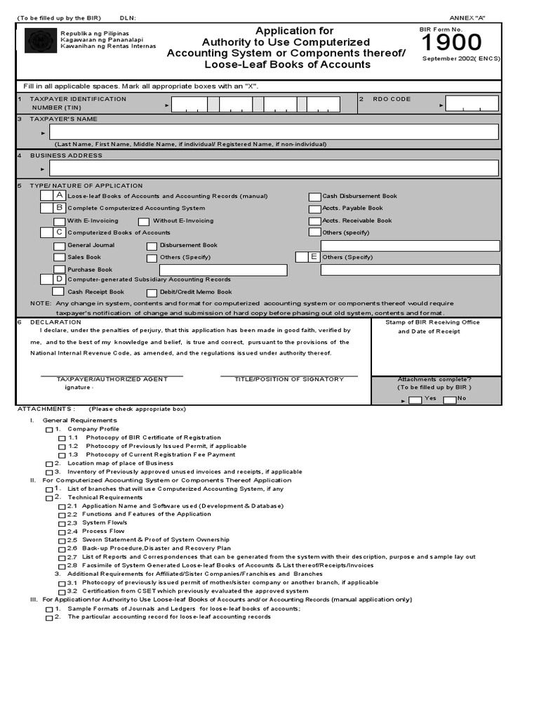 Application For Authority To Use Computerized Accounting System or ...