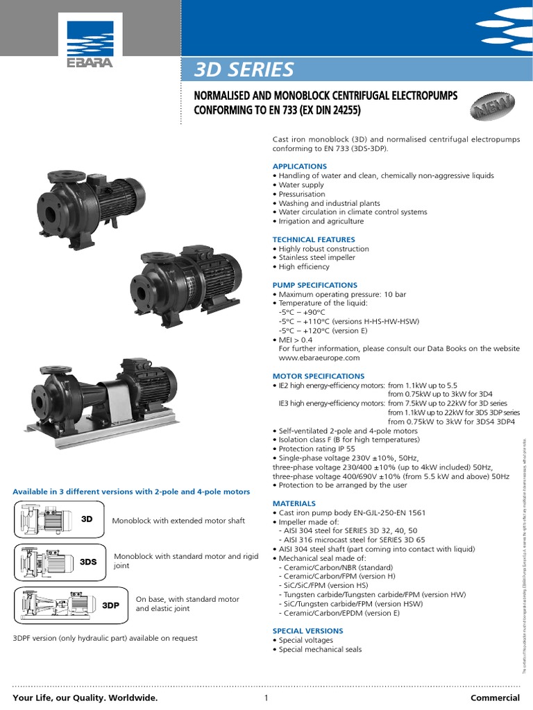 Ebara 3D Series Pump Catalogue PDF | PDF | Pump | Manufactured Goods