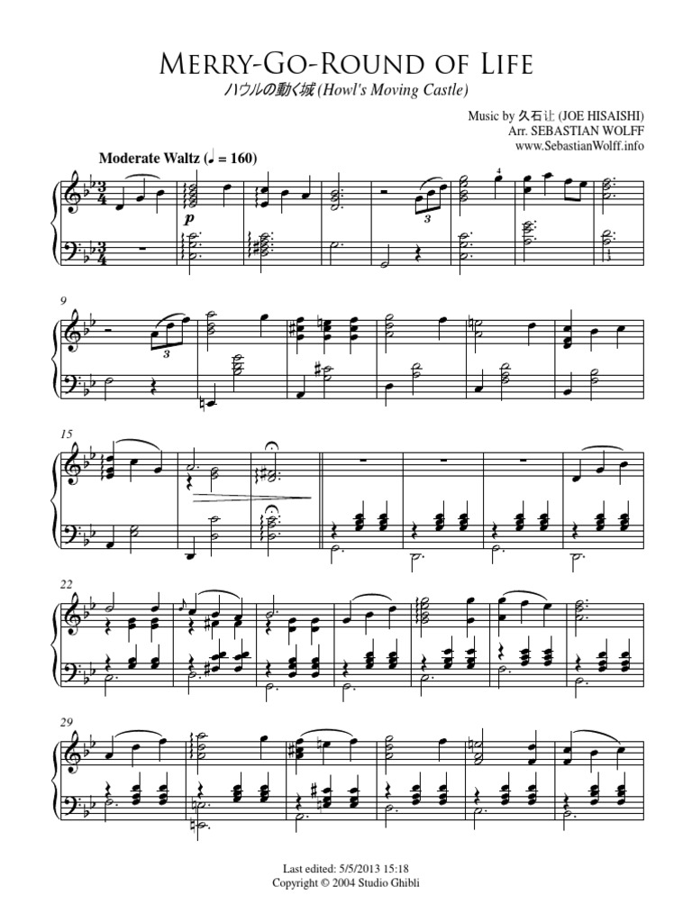 Merry Go Round Of Life Piano