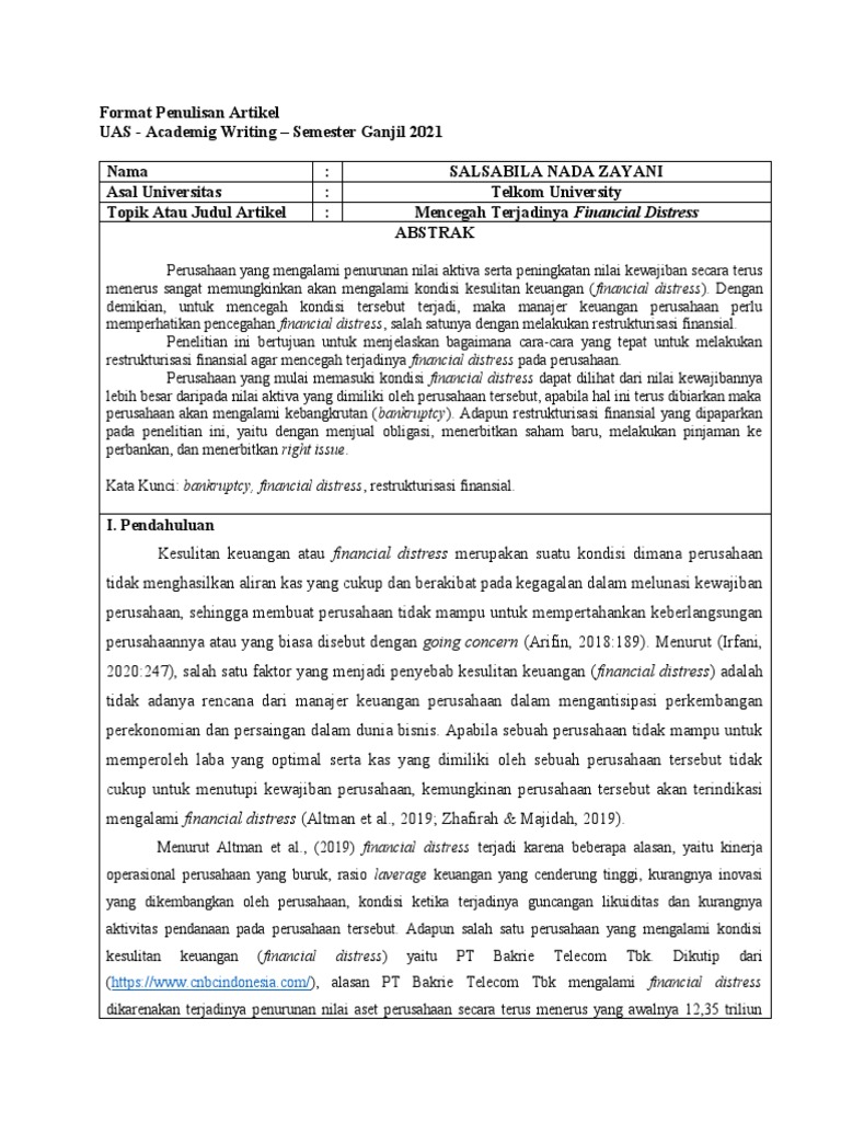 Salsabila Nada Zayani Telkom University UAS Academic Writing PDF