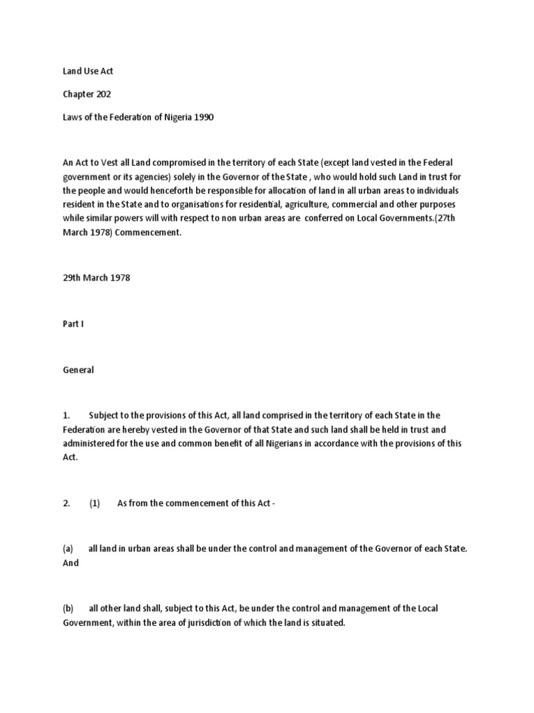 Land Use Act 1978 Download Free PDF License U.S. State