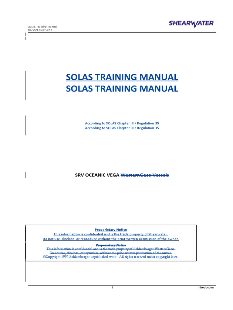 Oceanic Vega Solas Training Manual PDF Nature Transport