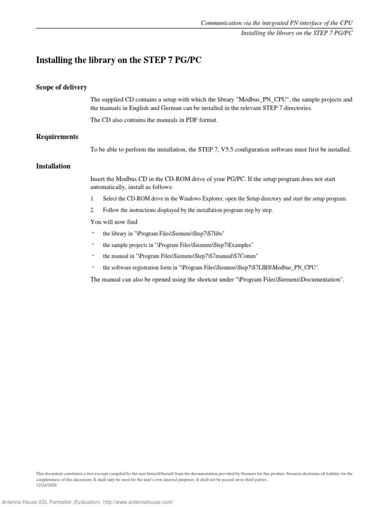 Install Modbus Library on STEP 7 PG/PC | PDF | Library (Computing ...