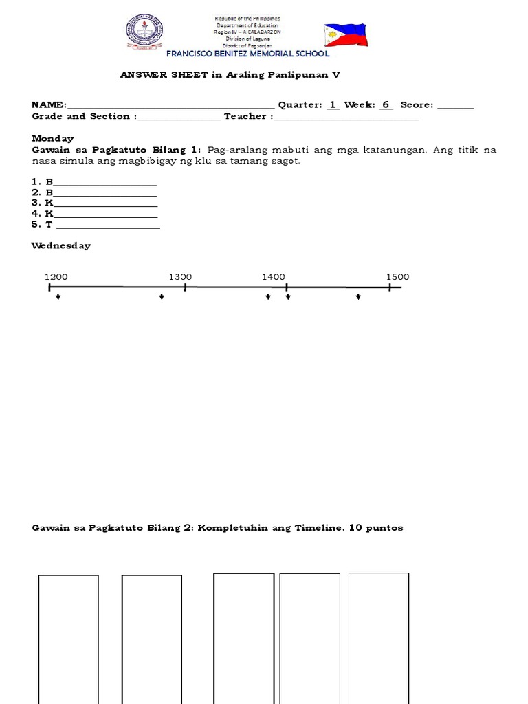 AP Answer Sheet Week 6 Q1 PDF