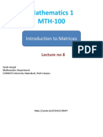 Mathematics 1 MTH-100: Introduction To Matrices