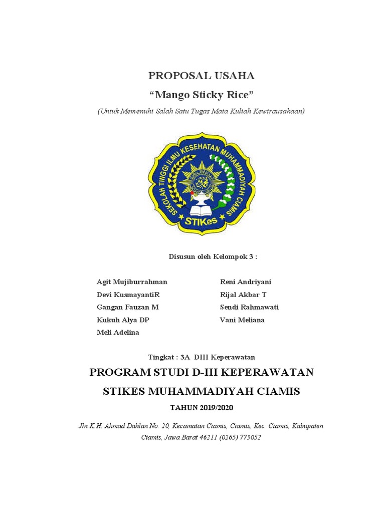 PROPOSAL USAHA 'Mango Sticky Rice' | PDF