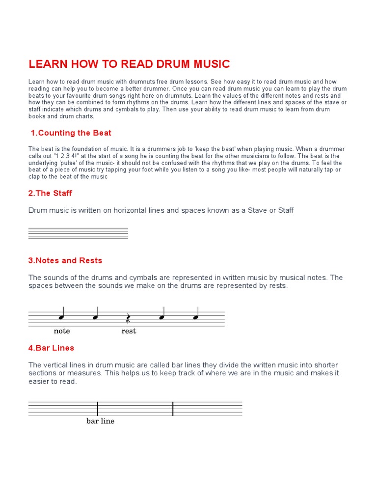 Learn How To Read Drum Music PDF Drum Kit Music Theory