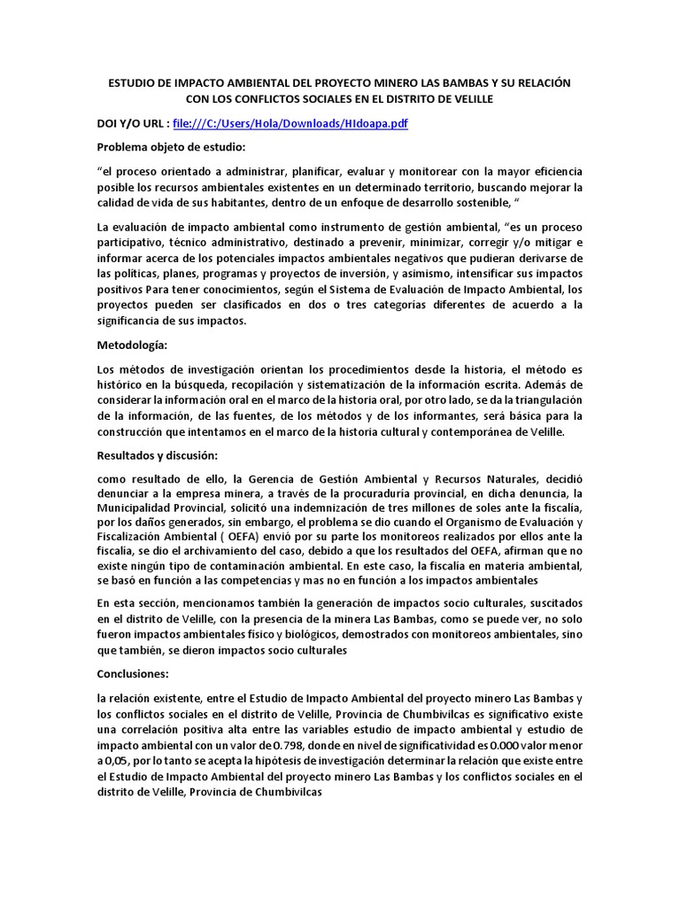 Estudio de Impacto Ambiental Actividad N°11 | PDF | Evaluación de ...